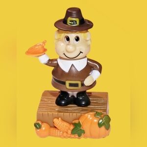 SOLAR POWER DANCING BOBBLEHEAD SUN-CATCHER PILGRIM BOY ~ THANKSGIVING 2016